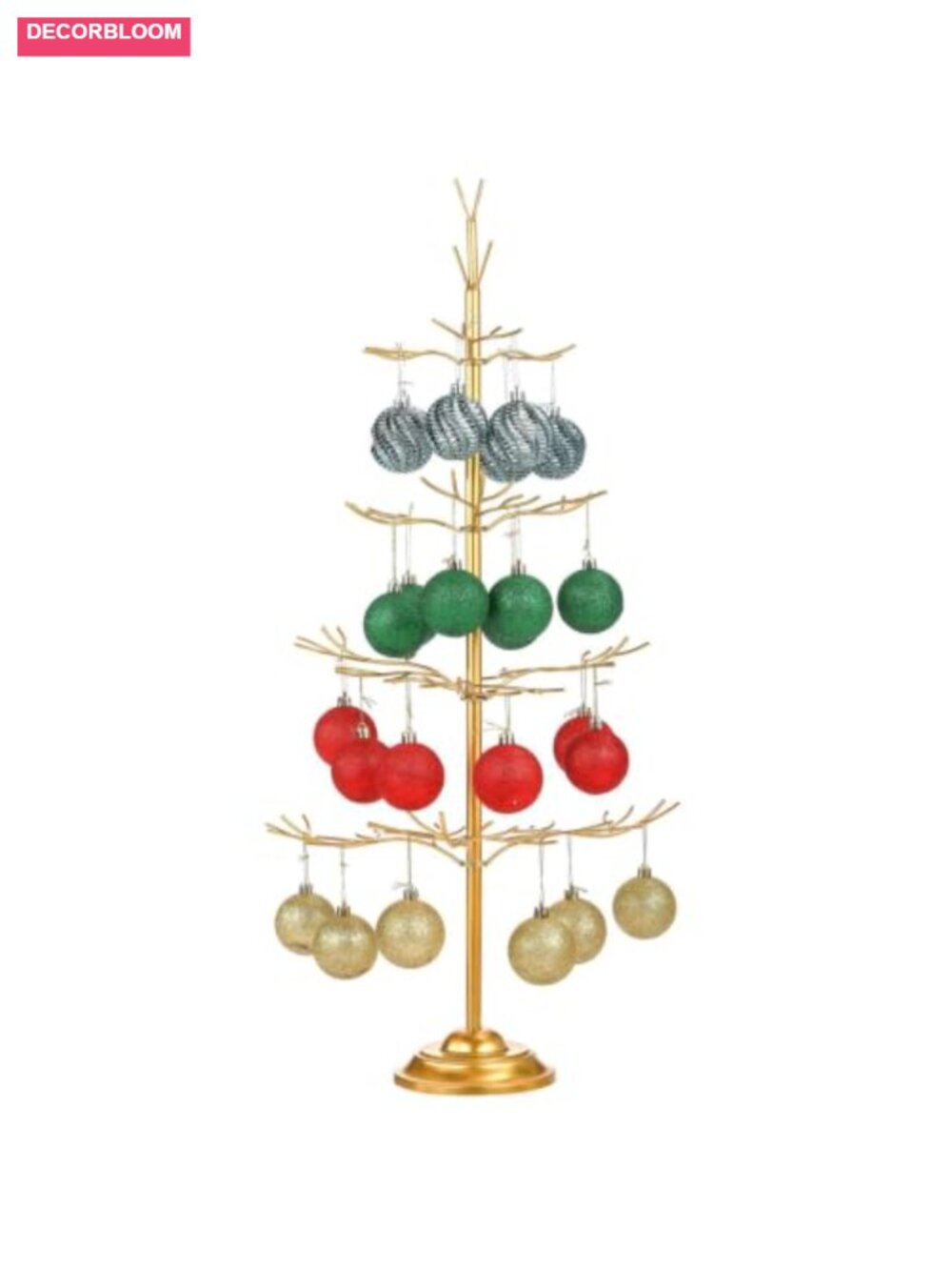 4-Tier Metal Christmas Ornament Display Tree Stand Tabletop Wrought Iron